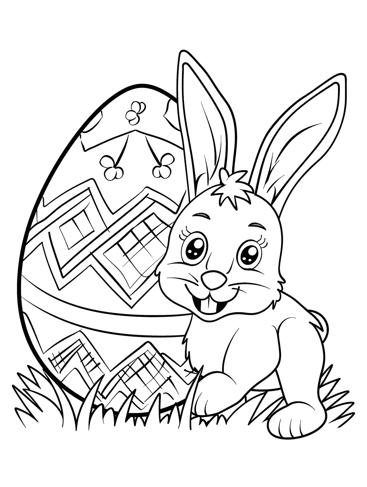 30 Cute Easter Bunny Coloring Pages For Kids - Brighter Craft