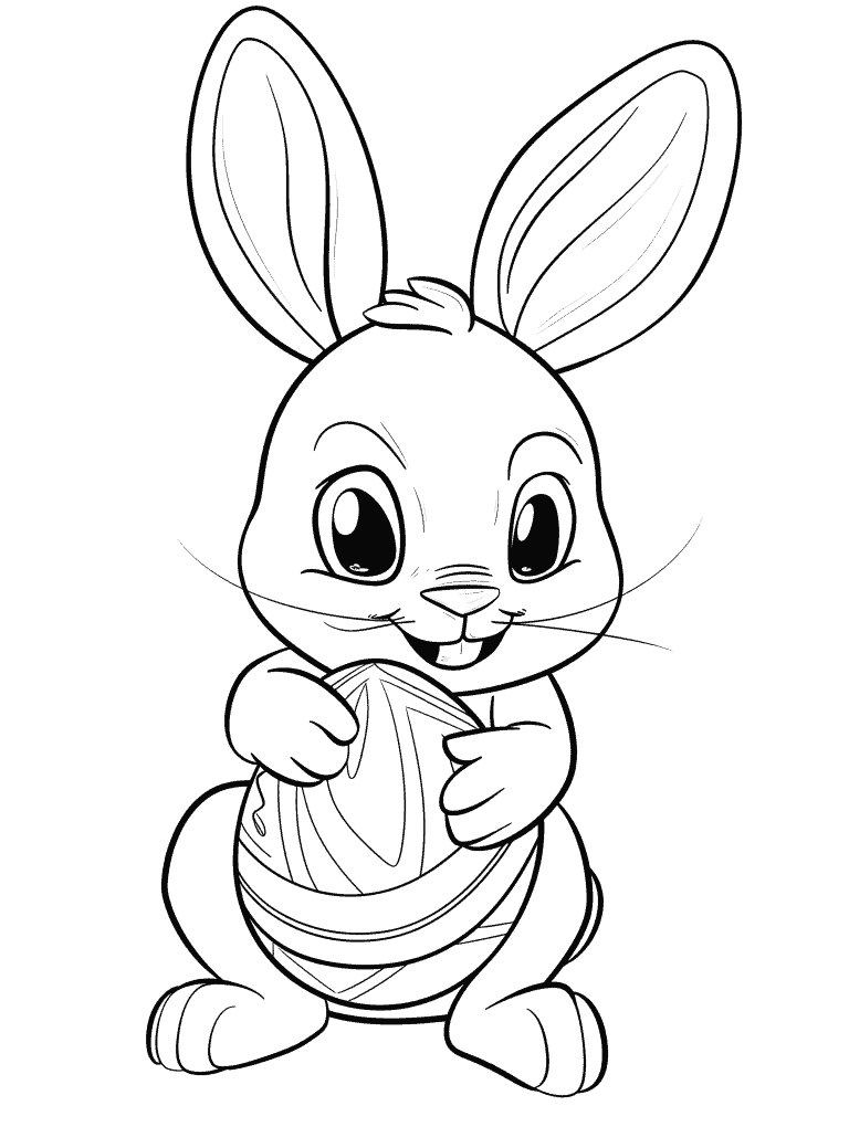 Bunny Hugging An Easter Egg