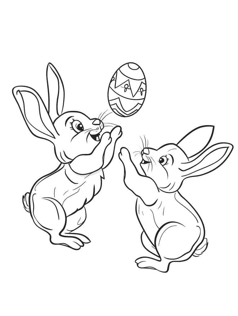 Bunnies Playing With An Easter Egg