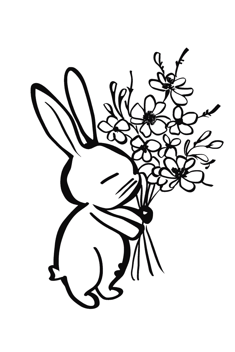 Rabbit Smelling a Bouquet