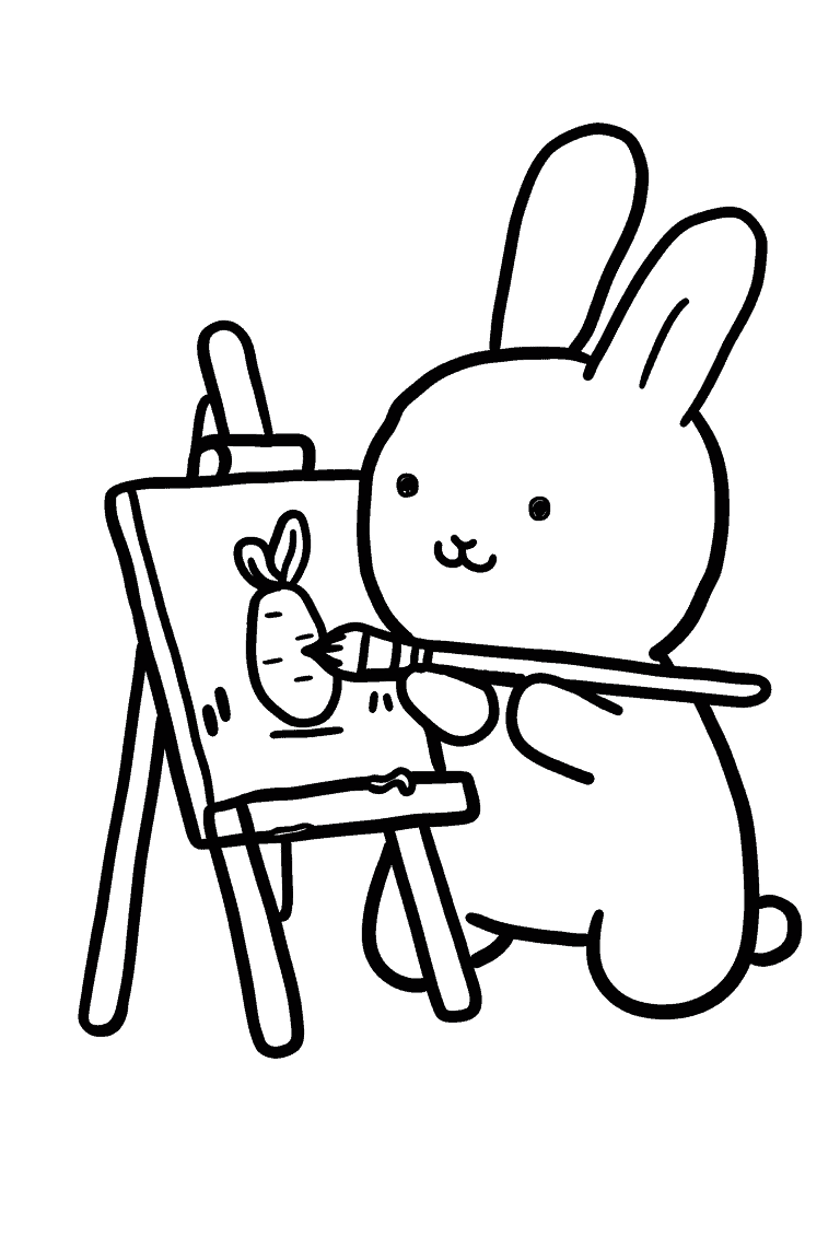Rabbit Painting A Carrot