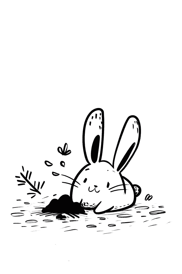 Rabbit Playing in Dirt