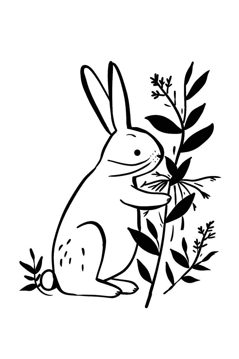 Rabbit Holding Leaves