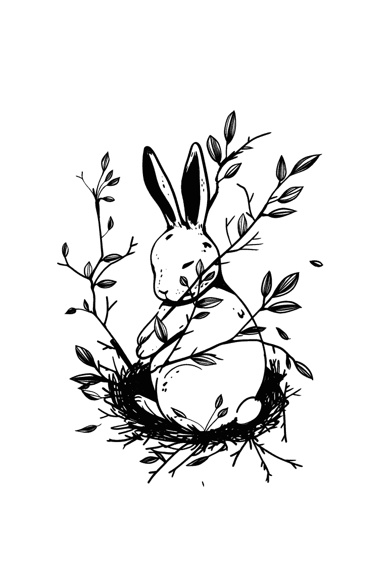 Rabbit Surrounded by Leaves
