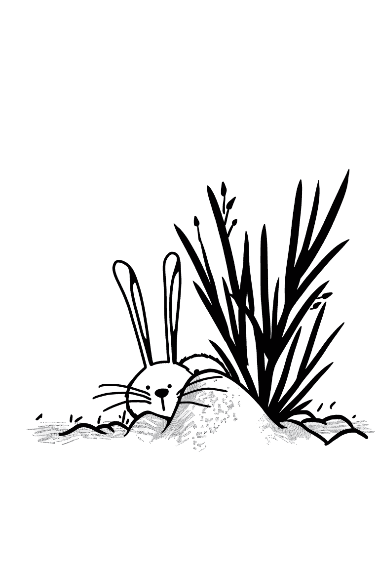 Rabbit Hiding Behind a Bush