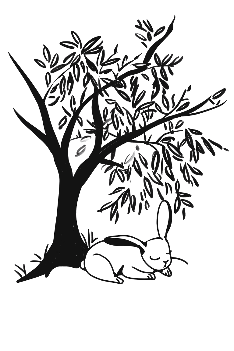 Rabbit Resting Under a Tree