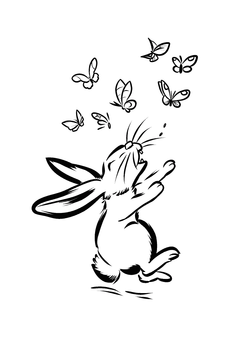 Rabbit Playing with Butterflies