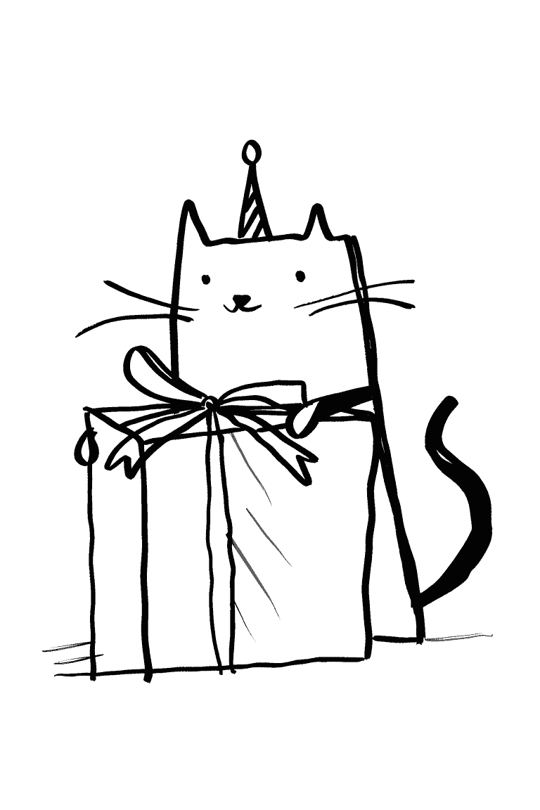 Cat With Present