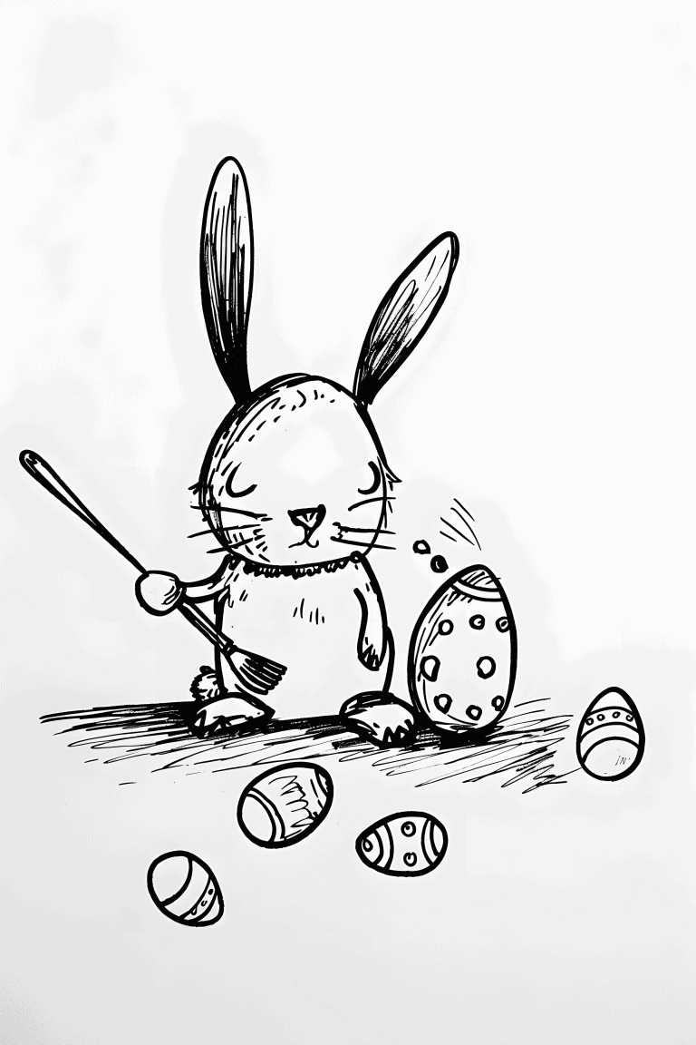 Rabbit Painting Easter Eggs