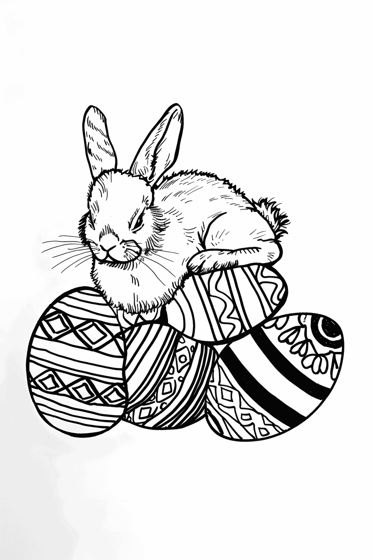 Rabbit On  Easter Eggs