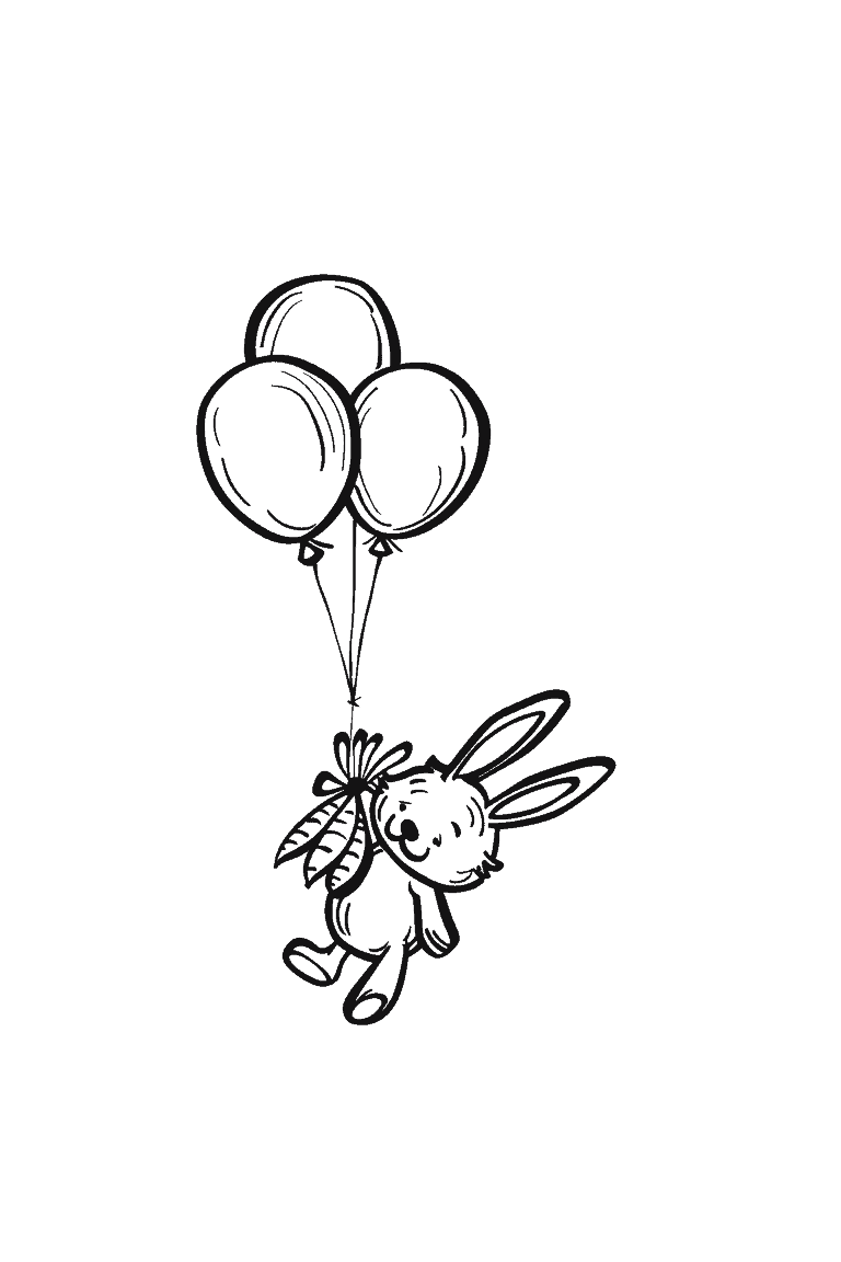 Rabbit Floating with Balloons