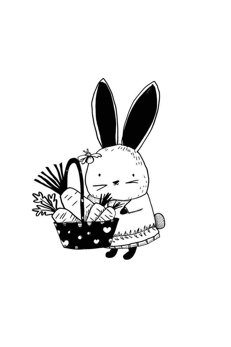 Rabbit Holding Basket Of Carrots
