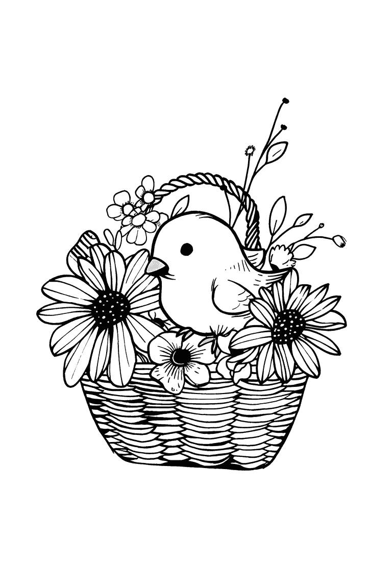 Bird In Flower Basket