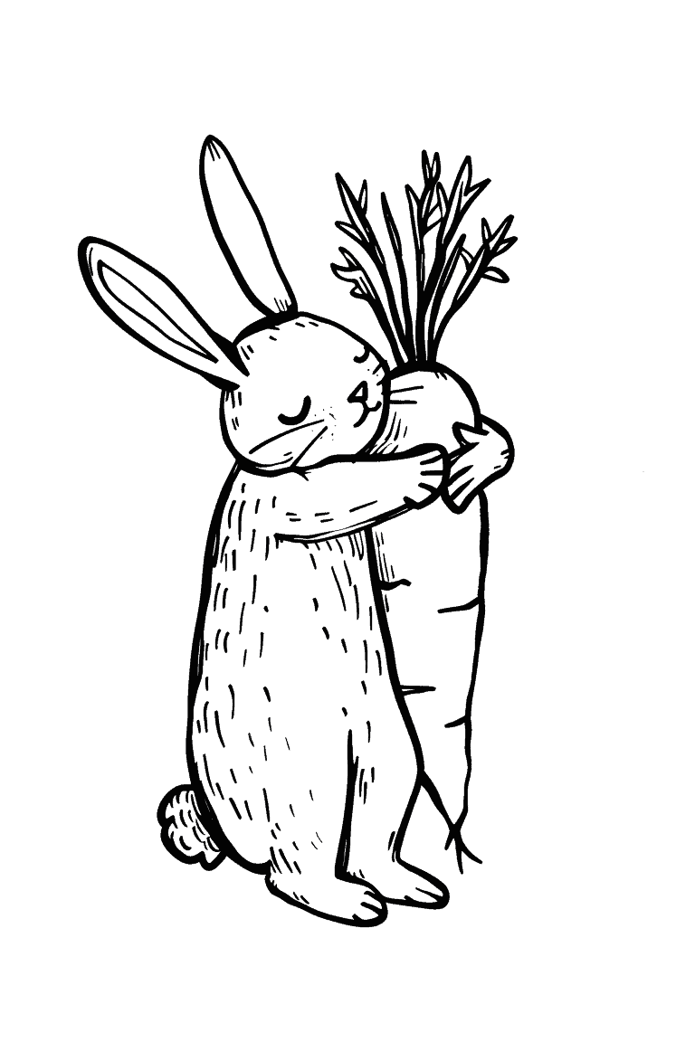 Rabbit Hugging A Carrot