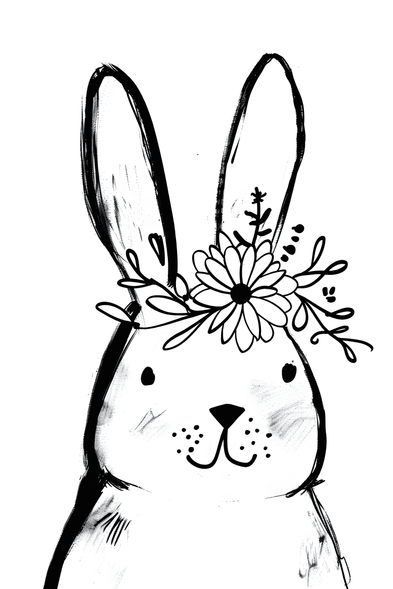 Rabbit Wearing Flower Crown