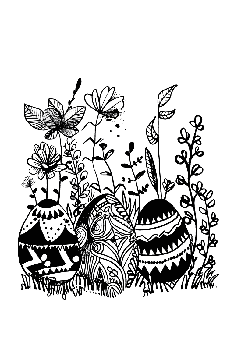 Easter Eggs In A Garden