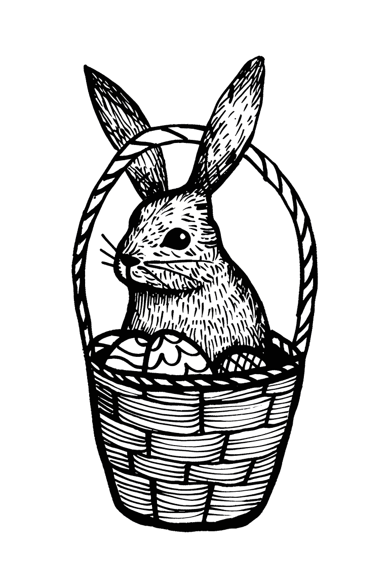 Rabbit In A Easter Basket