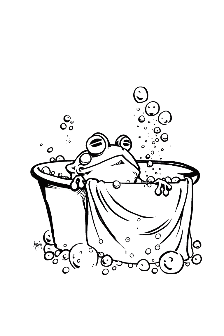 Frog Having A Bubble Bath
