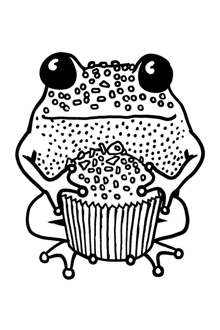 Frog Enjoying A Cupcake