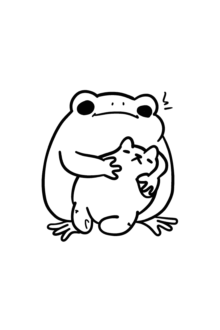 Frog Hugging A Plush Toy