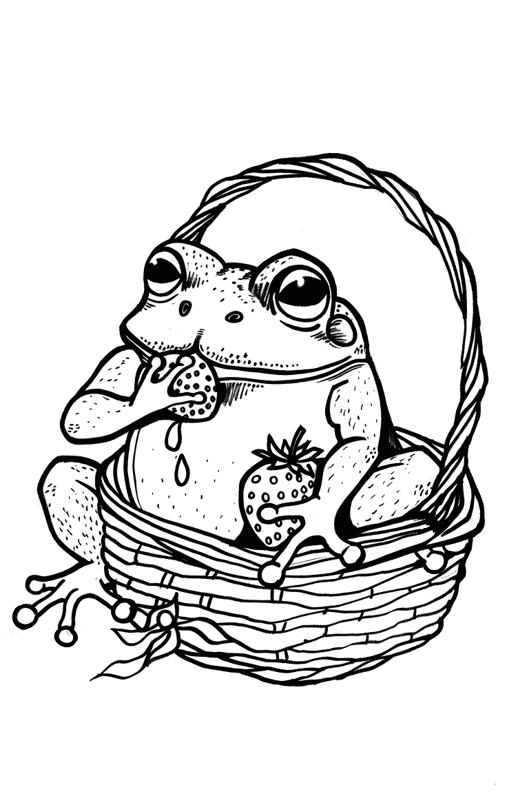Frog Eating A Strawberry