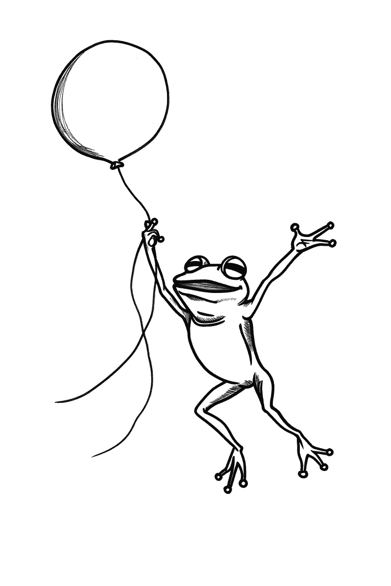 Frog Flying With A Balloon