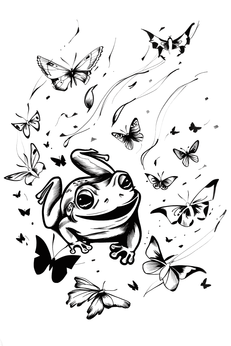 Frog Watching Butterflies