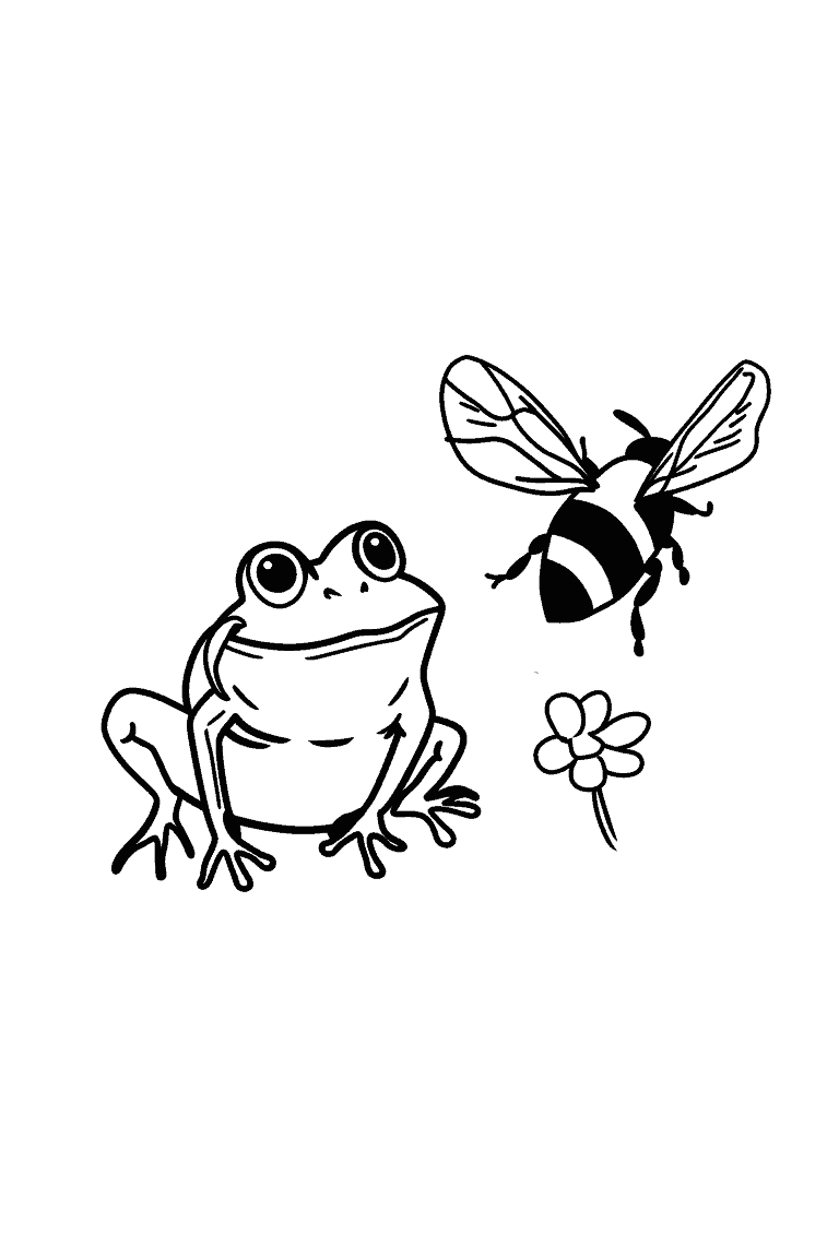 Frog Watching A Bee
