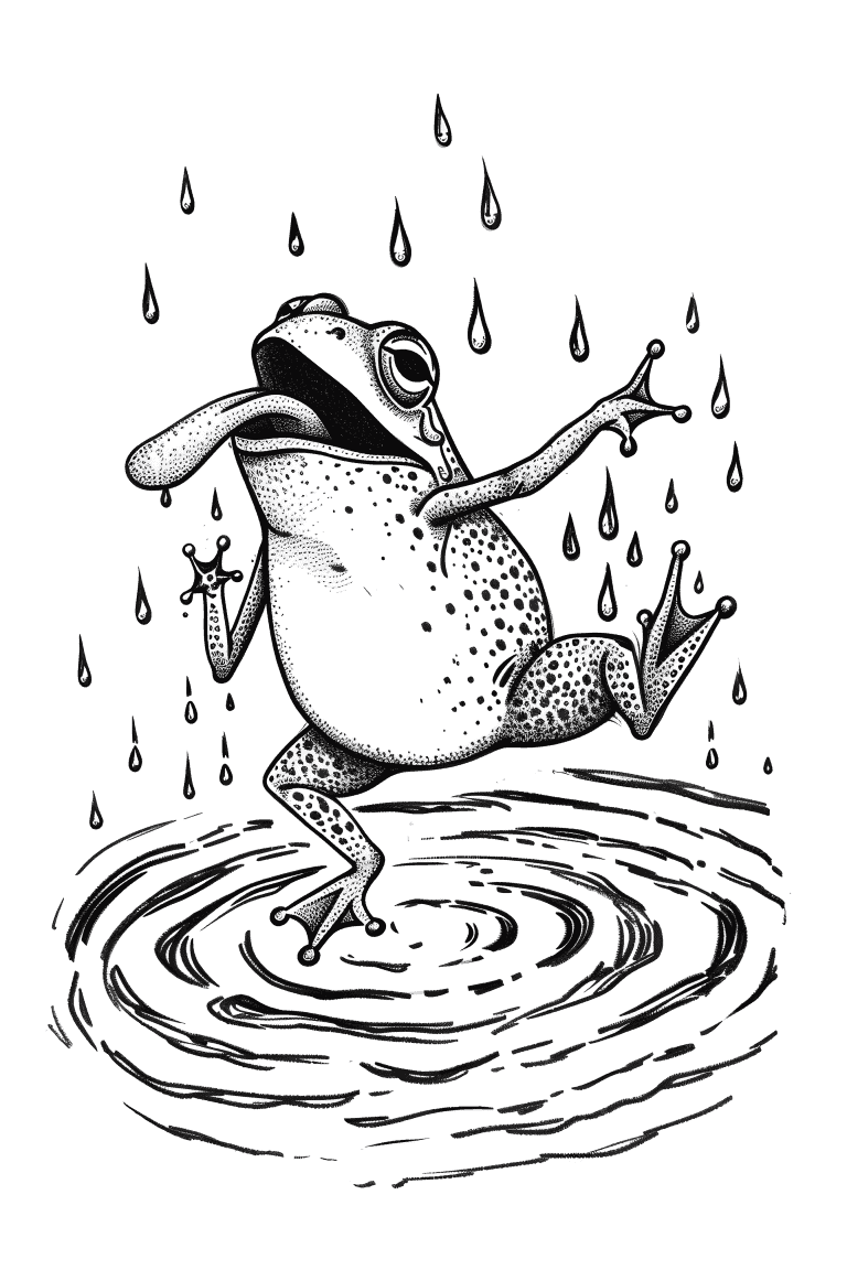 Frog Playing In The Rain