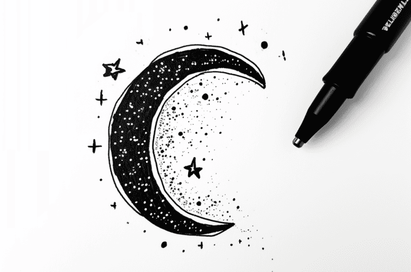 34 Simple Moon Doodle Drawing Ideas - Brighter Craft
