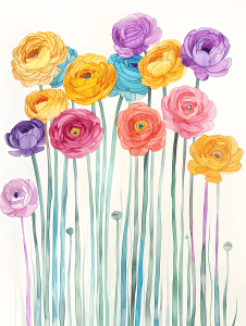 watercolor illustration of ranunculus