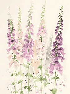 watercolor illustration of foxgloves