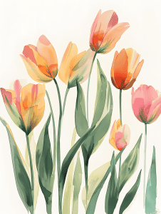 watercolor illustration of tulips