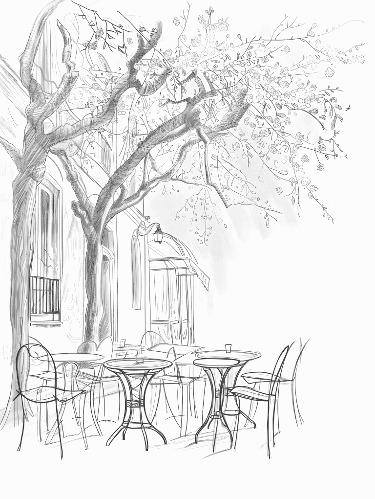 Cafe Adorned With Cherry Blossoms