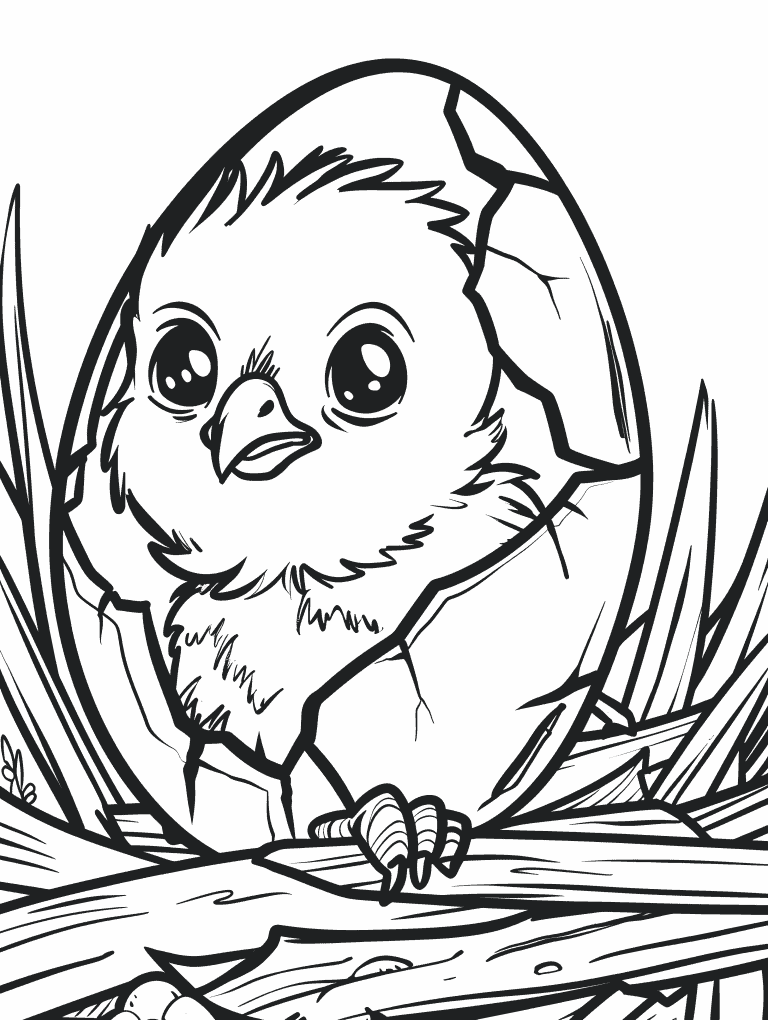 Chick Hatching From Easter Egg