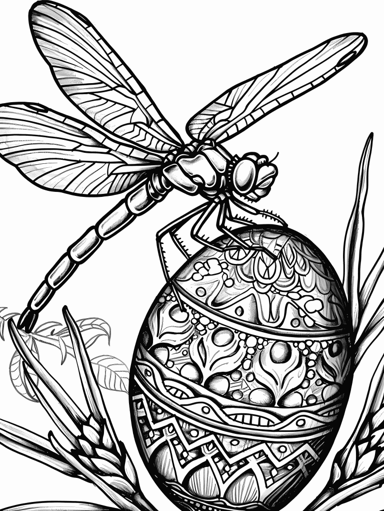 Dragonfly Perched On An Easter Egg
