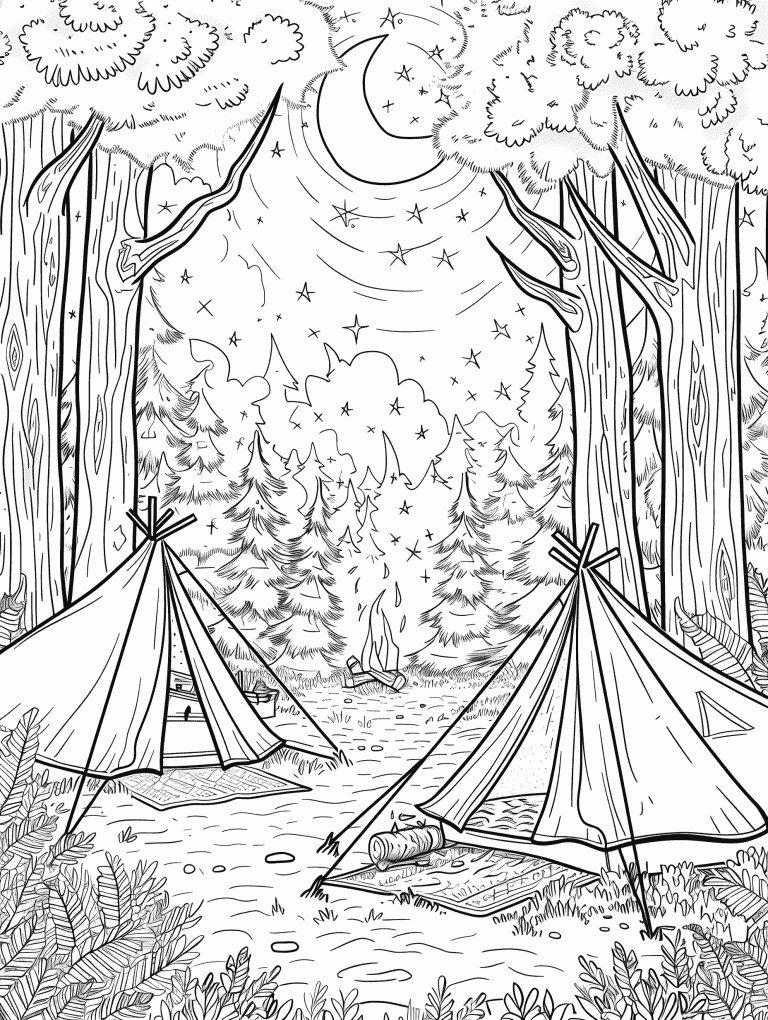 Campsite Under A Crescent Moon