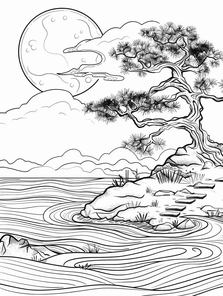 Zen Garden Under A Full Moon