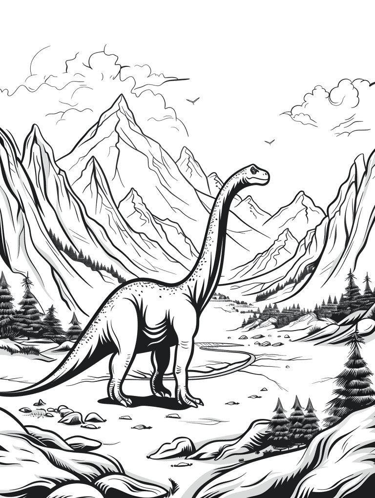 Brontosaurus In A Mountain Range