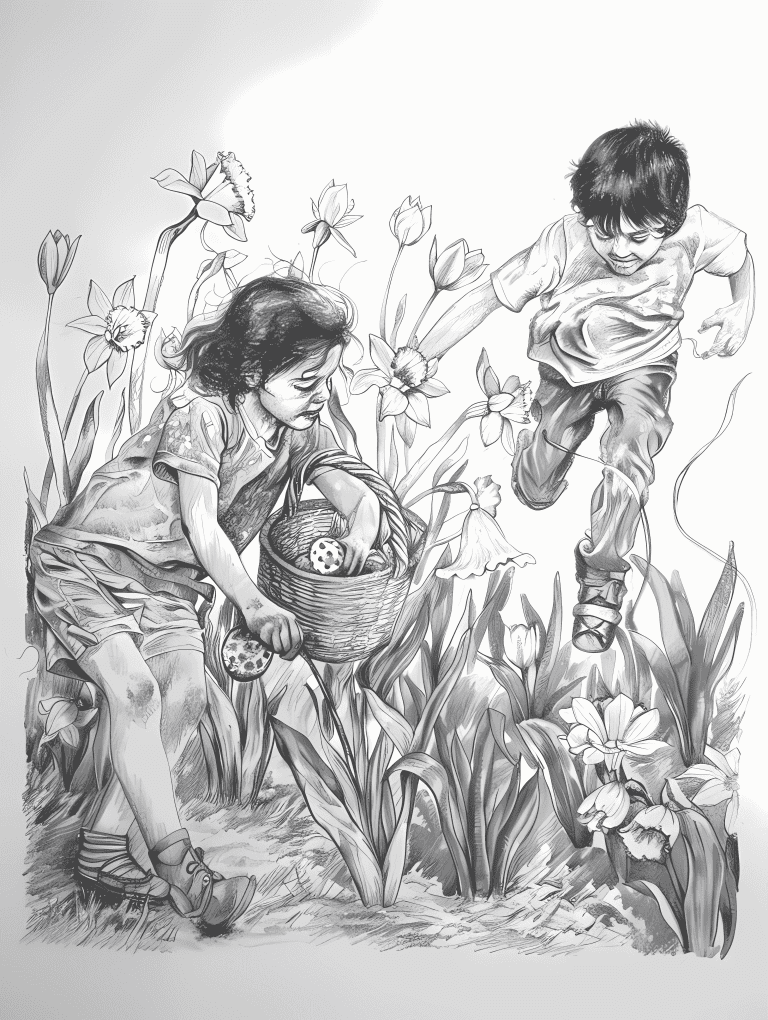 Kids On A Easter Egg Hunt