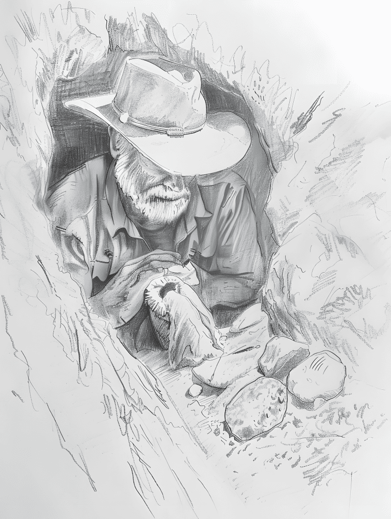 Cowboy Discovering A Gold Mine