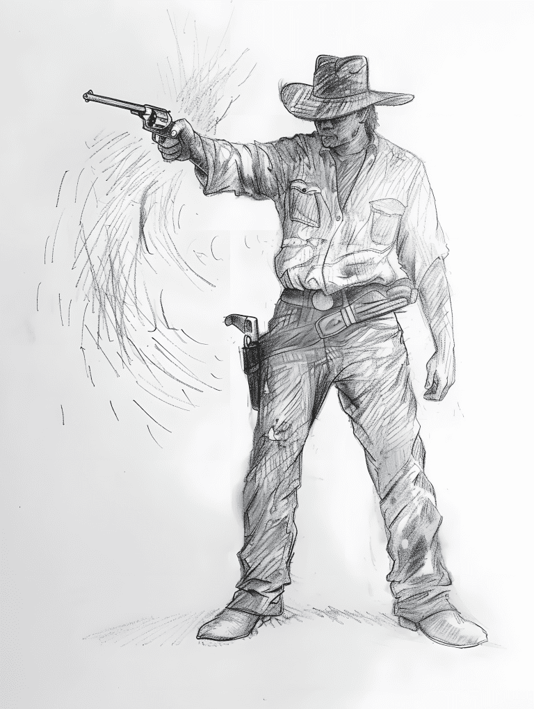 Cowboy Pointing His Gun