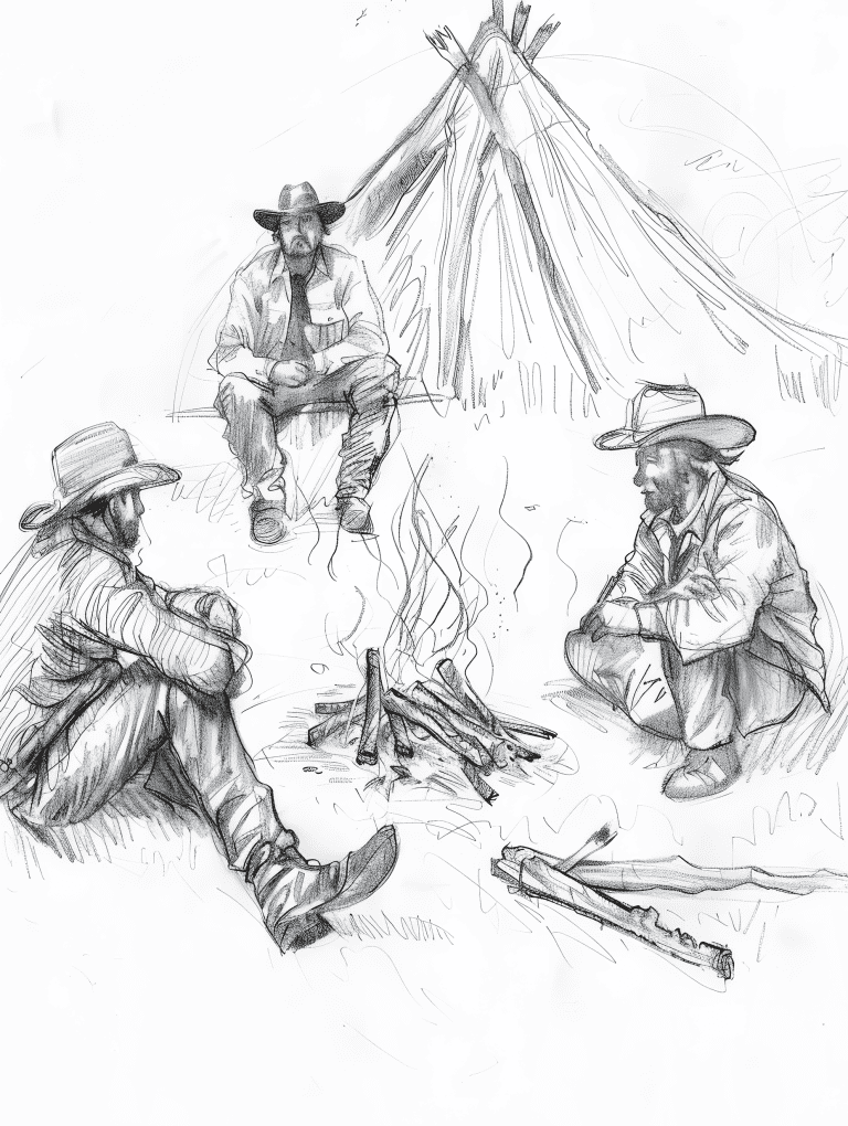 Cowboys Exchanging Stories