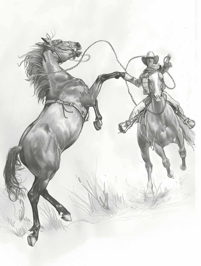 Cowboy Roping A Wild Horse
