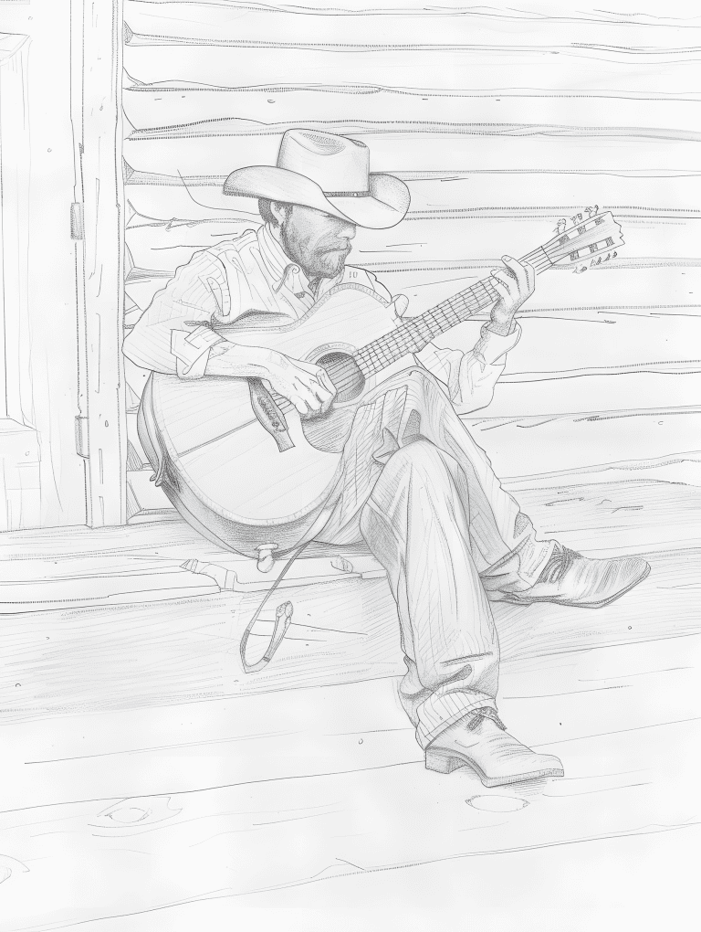 Cowboy Playing His Guitar
