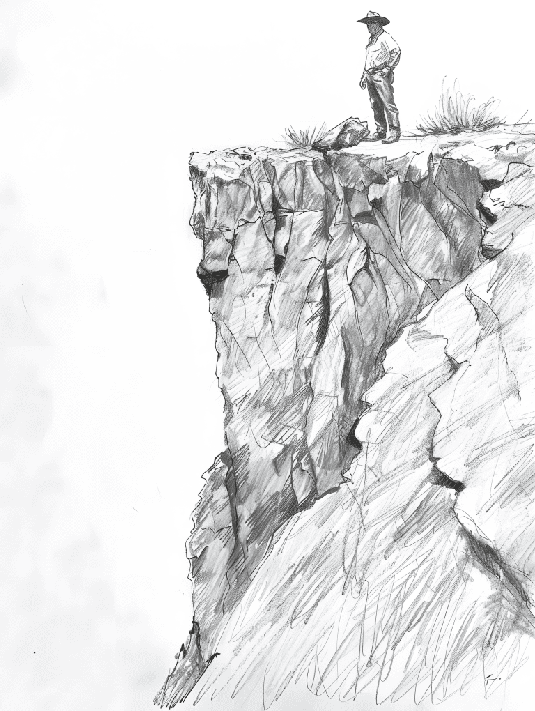 Cowboy On A Cliff