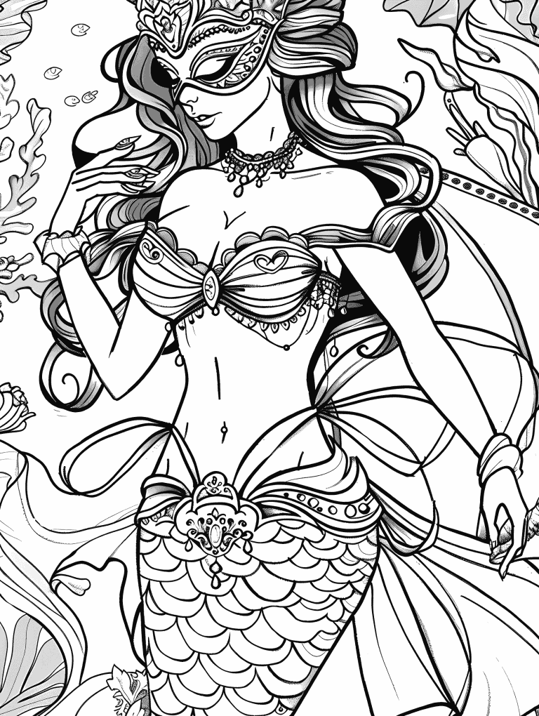 Mermaid Dressed For A Masquerade  Ball