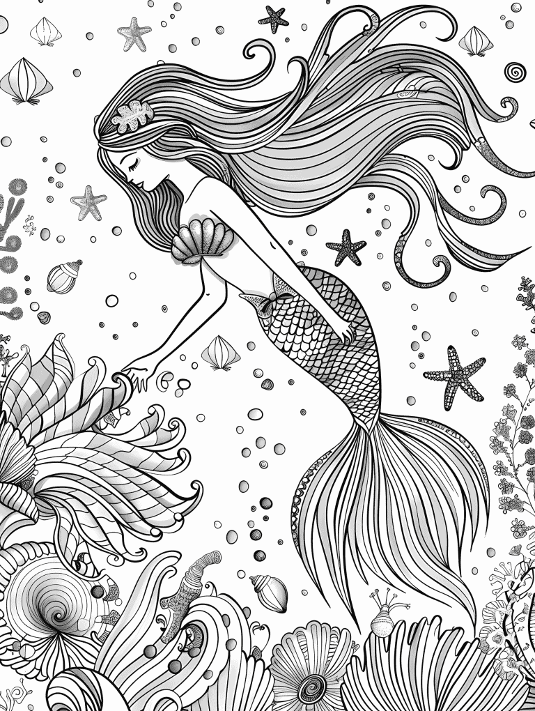 Mermaid Exploring Underwater