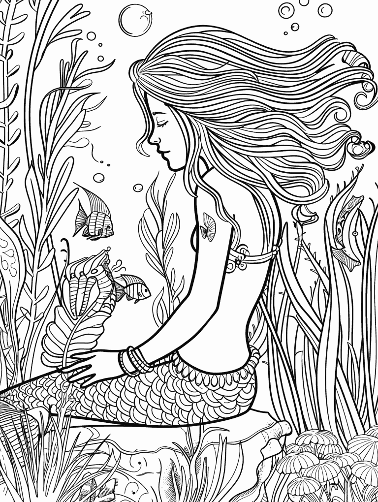 Mermaid Resting In A Garden