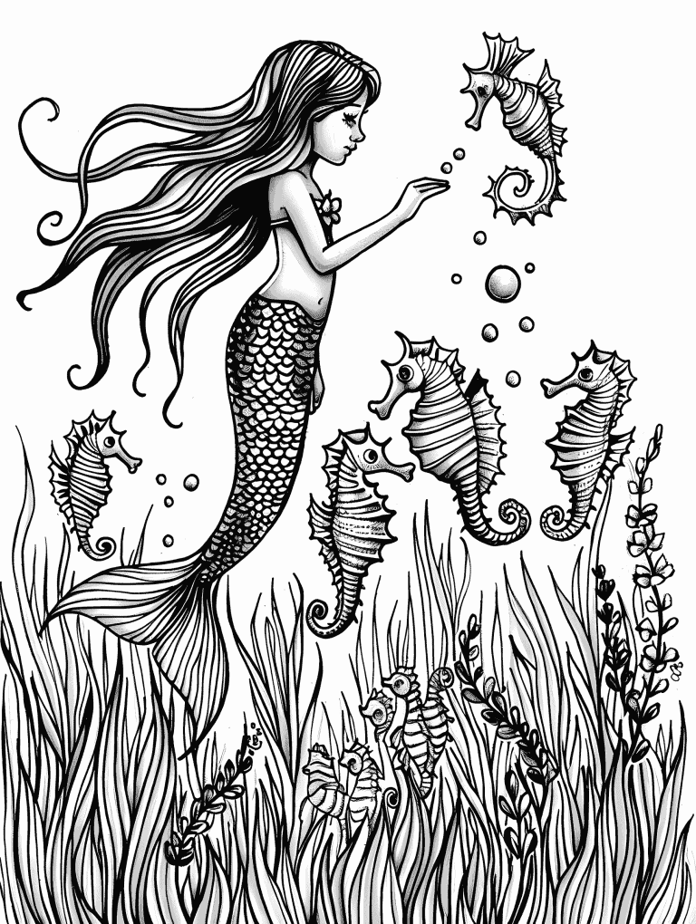 Mermaid With Seahorses